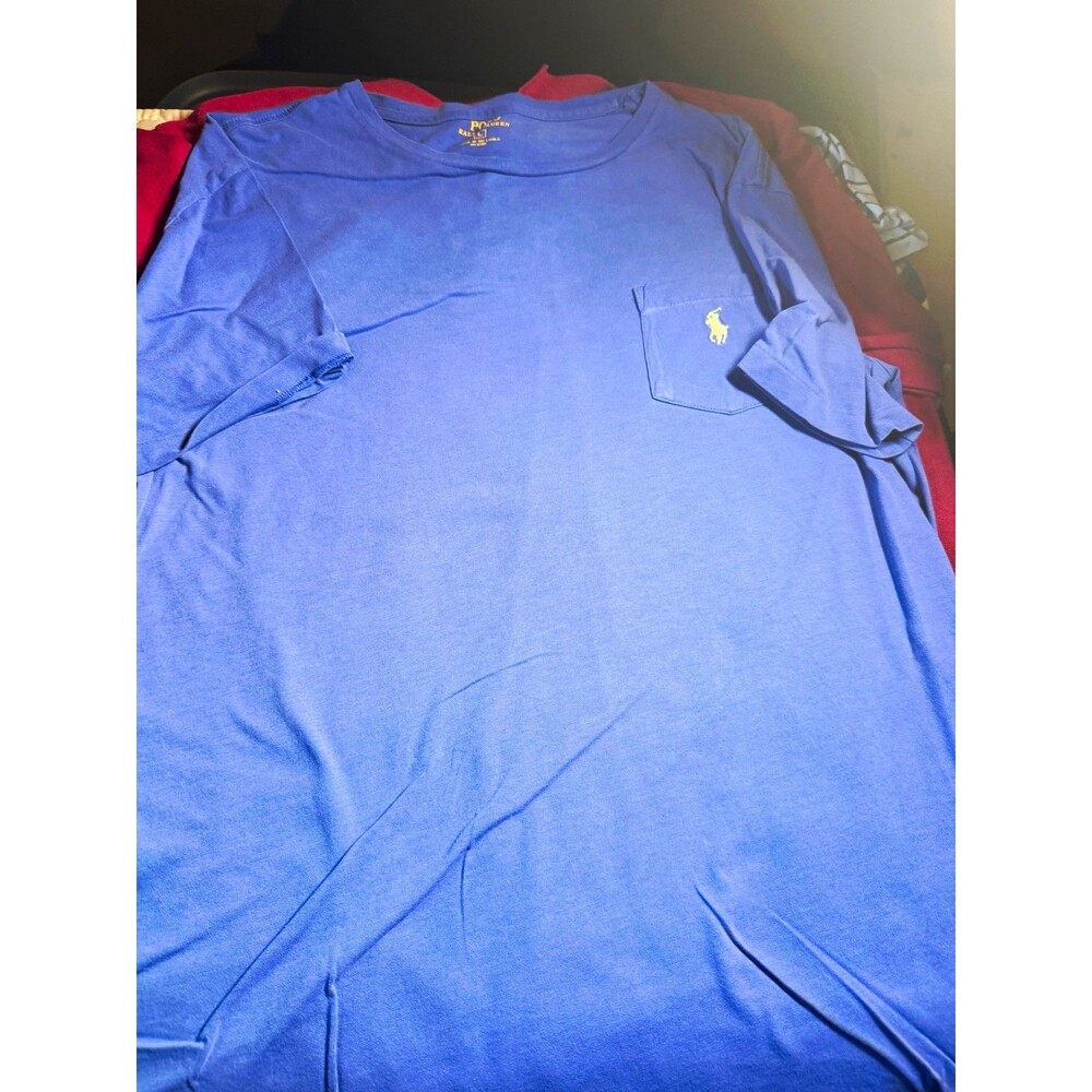 Polo Ralph Lauren Men's Blue Logo Pocket T-Shirt L Crew Neck Short Sleeve